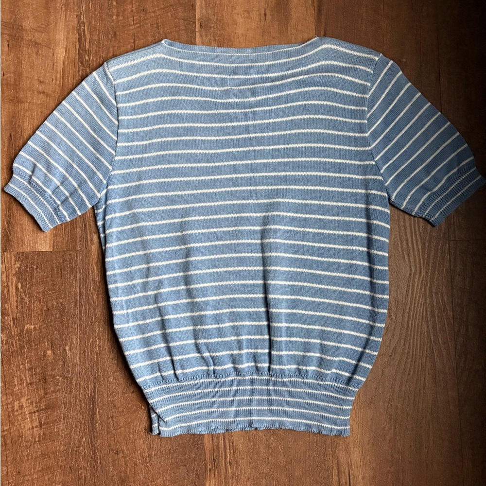 Lacoste 80s Blue and White Striped Sweater - Picture 2 of 6